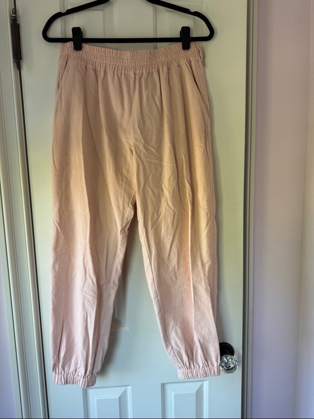 St. Roche Opal Cotton Corduroy Pink Pants Joggers Mid Rise Ankle Velvet Small